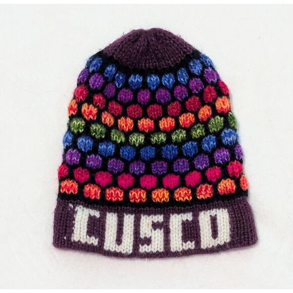 Purple Cuzco Knit Peruvian Beanie Hat - Picture 1 of 2